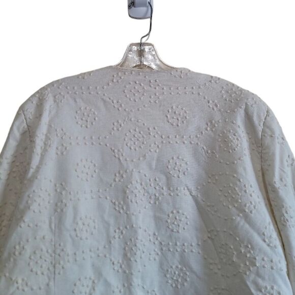 Cato Woman Suit Jacket Linen Blend Embroidery Ivory Cream Beige Size 22W - Picture 5 of 8